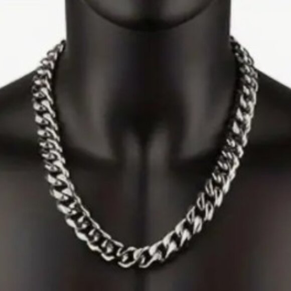 Other - Hip Hop Cuban Link Curb Chain Necklace Solid 925 Sterling Silver, Hypoallergenic